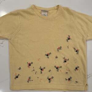 Vintage Northern Reflections Yellow Embroidered Ramie Cotton Knit Sweater Top